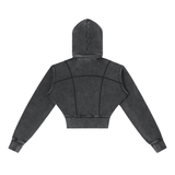 Washed Cropped Fleece Hoodie