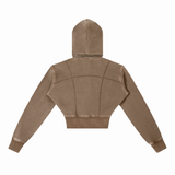 Washed Cropped Fleece Hoodie