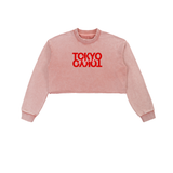 Snow Washed Raw Edge Cropped Sweatshirt