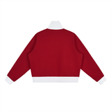 Contrast Side Stripe Fleece Cropped Track Jacket
