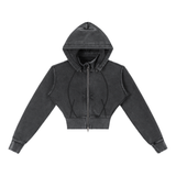 Washed Cropped Fleece Hoodie