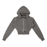 Washed Cropped Fleece Hoodie