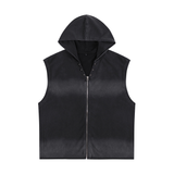 Vintage Washed Zip-Up Hooded Tank Top