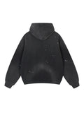 Vintage Washed Frayed Fleece Hoodie