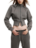 Washed Cropped Fleece Hoodie