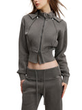 Washed Cropped Fleece Hoodie