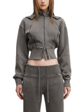 Washed Cropped Fleece Hoodie